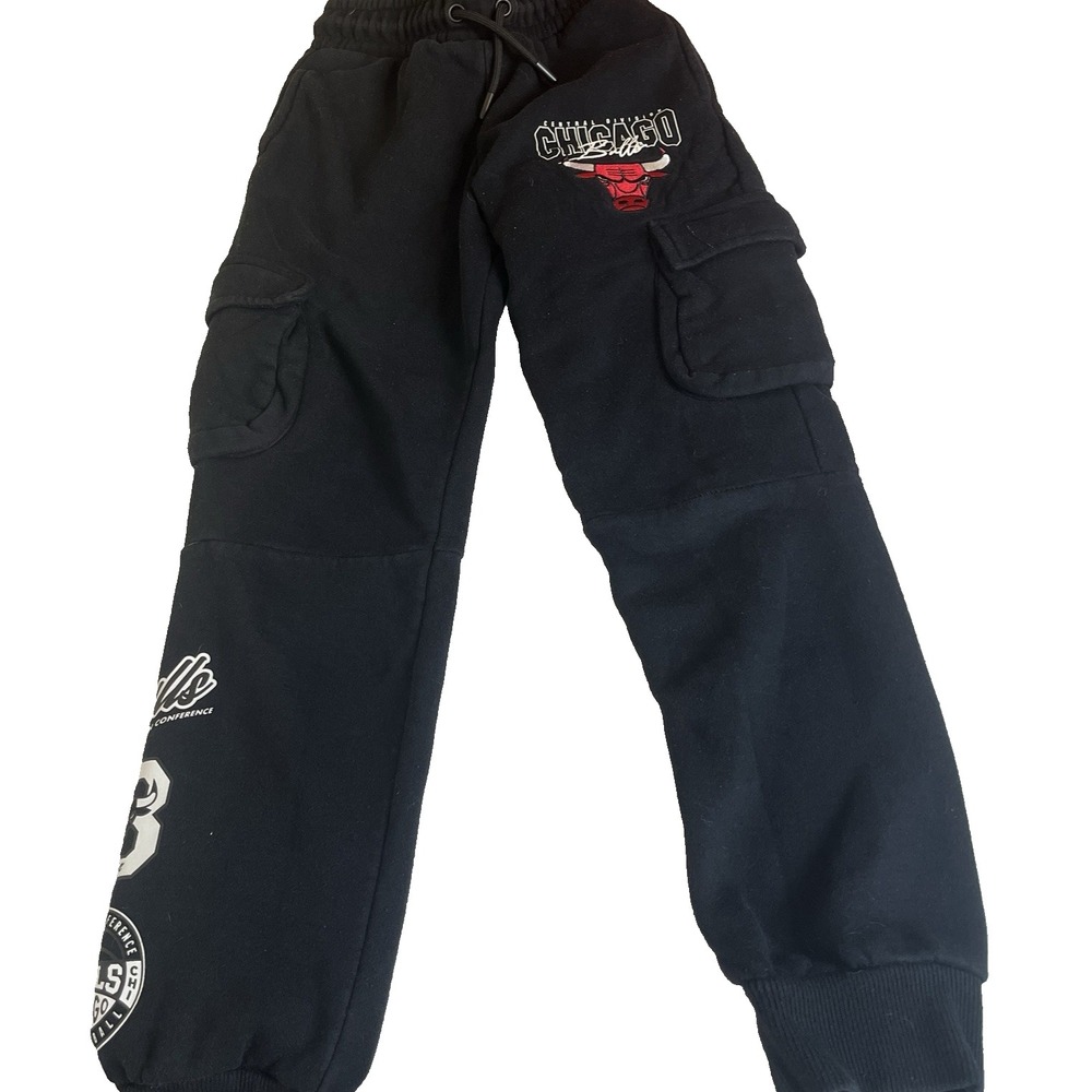 Vtg 90s Chicago Bulls Cargo Warm-Up Pants NBA Licensed Team Logo Youth 8-9 Year